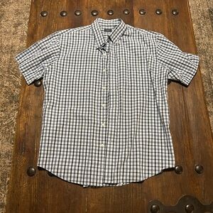 Arrow Men's Navy and White Plaid Button Down Shirt